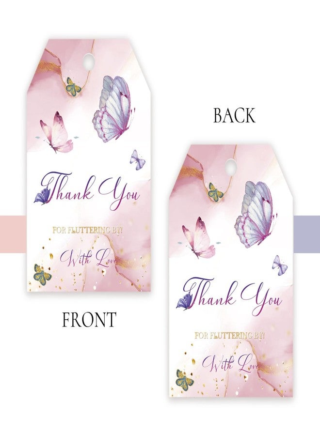 FORSHEEP 50pcs Butterfly Thank You Tags, Butterfly Gift Tag with String for Wedding Party, Thank You Paper Tags for Birthday/Flower Engagement/Floral Bridal Shower Party Favors - Image 4